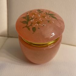 1950’ Vintage Lefton Alabaster Hinged Trinket Jar Made In Italy 