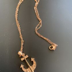 Anchor With Chain, 18” Rose Gold Plated