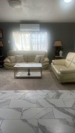 Leather beige sofa set