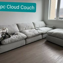 Gray Cloud Modular Sectional Couch Sofa With Ottoman 