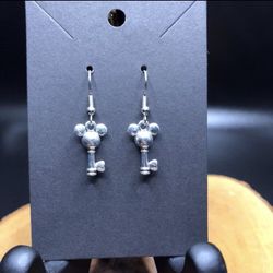 Silver Mickey Mouse Key Earrings