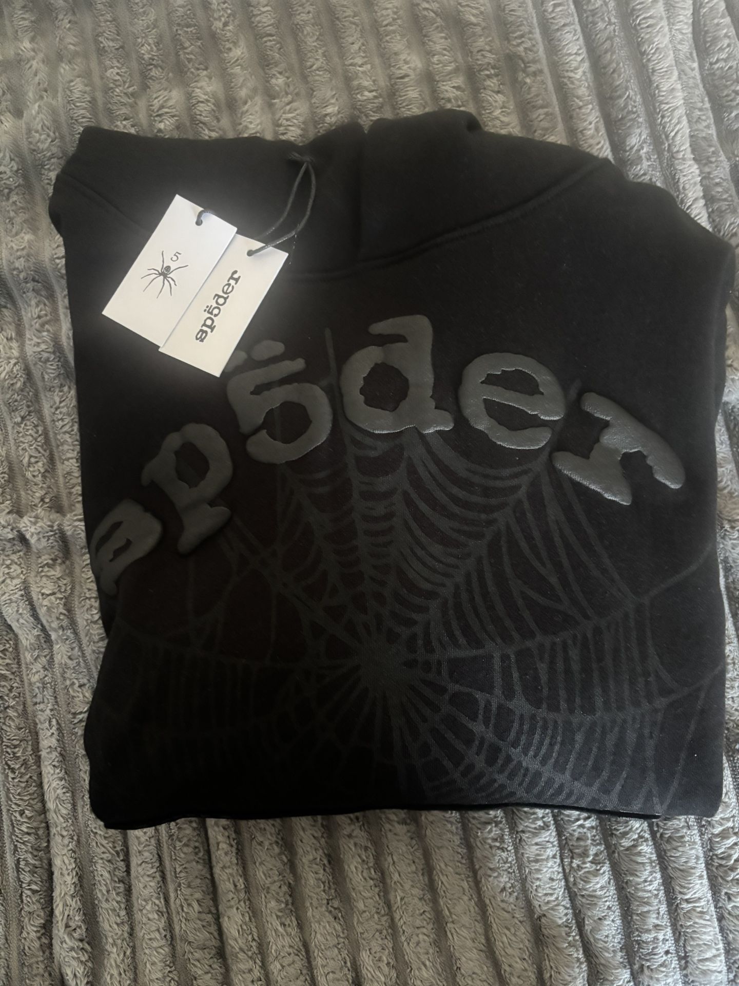 Brand New Sp5der Hoodie Black On Black Size Medium 
