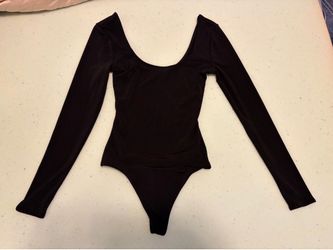 Show Me Your MuMu Black Long-Sleeve One-Piece Bodysuit - Size S