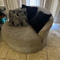 Grey Swivel Cuddler Couch 