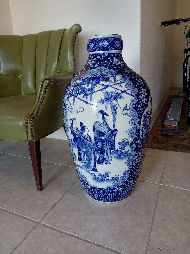 Blue & Whire China Chinese Rice/ginger Ceramic Porclean Plaster Container Jar