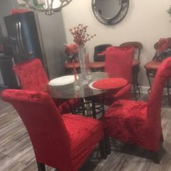 6PC GLASS TOP METAL ROUND TABLE&CHAIRS