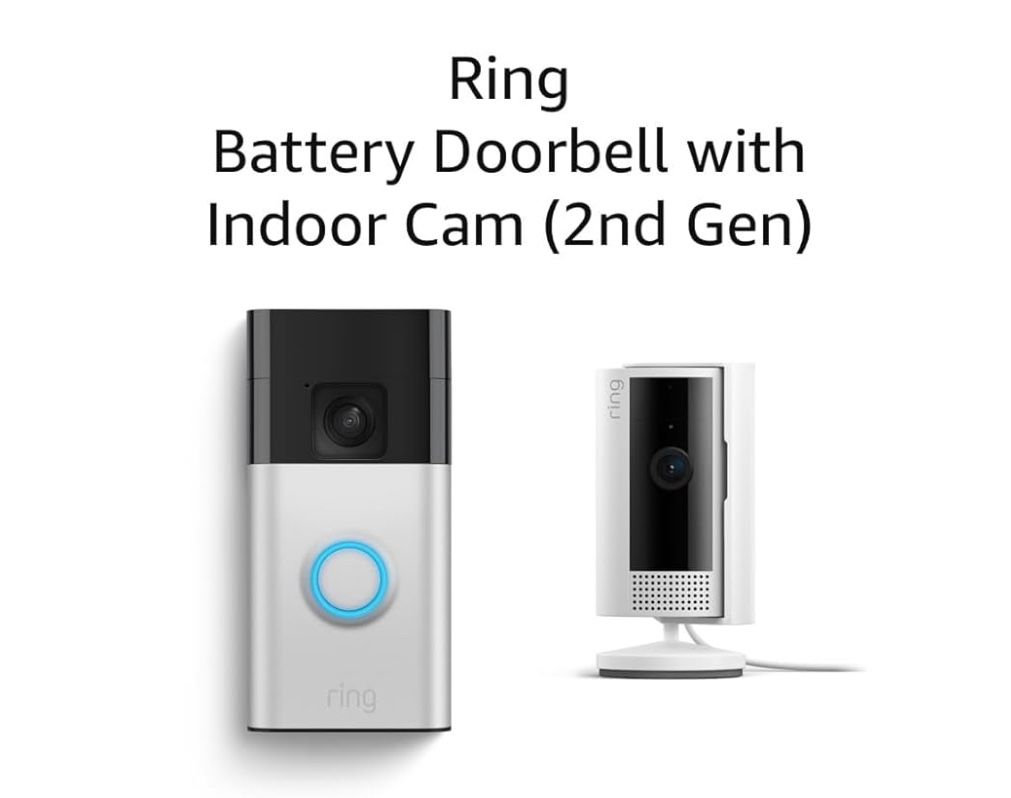 Ring Battery Doorbell with Ring Indoor Cam 2nd Gen (White)