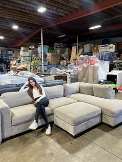 Costco fabric sectional couch with ottoman