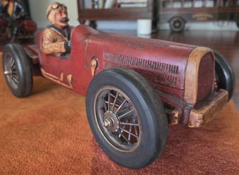 Vintage Style Red Race Car Figurine with Driver