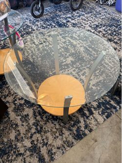 Glass end tables and matching glass coffee table