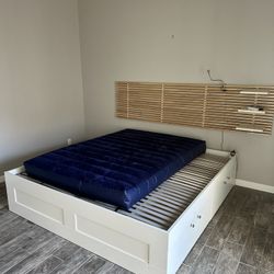 IKEA King Bed Frame w/ Storage + Headboard