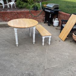 Free Today - Table And Bench With Leaf Insert