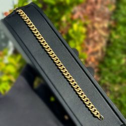 Jewelry 10k hollow yellow Gold Miami Cuban nugget link bracelet 7.50” 7.30grams 7.00mm