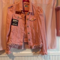 Kiss Denim Wear Patched Jacket Pink