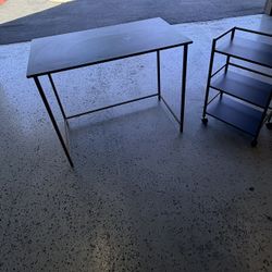  Desk + Rolling 3-Tier Storage Cart – Small Space / Student