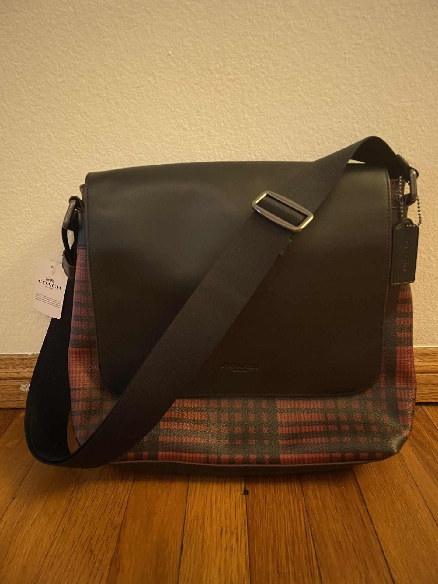 Authentic Coach Small Messenger Bag, Twill Plaid