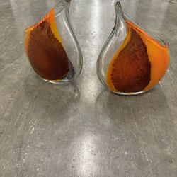 Rare Set If 2 Jonathan Shaw Glass Vases