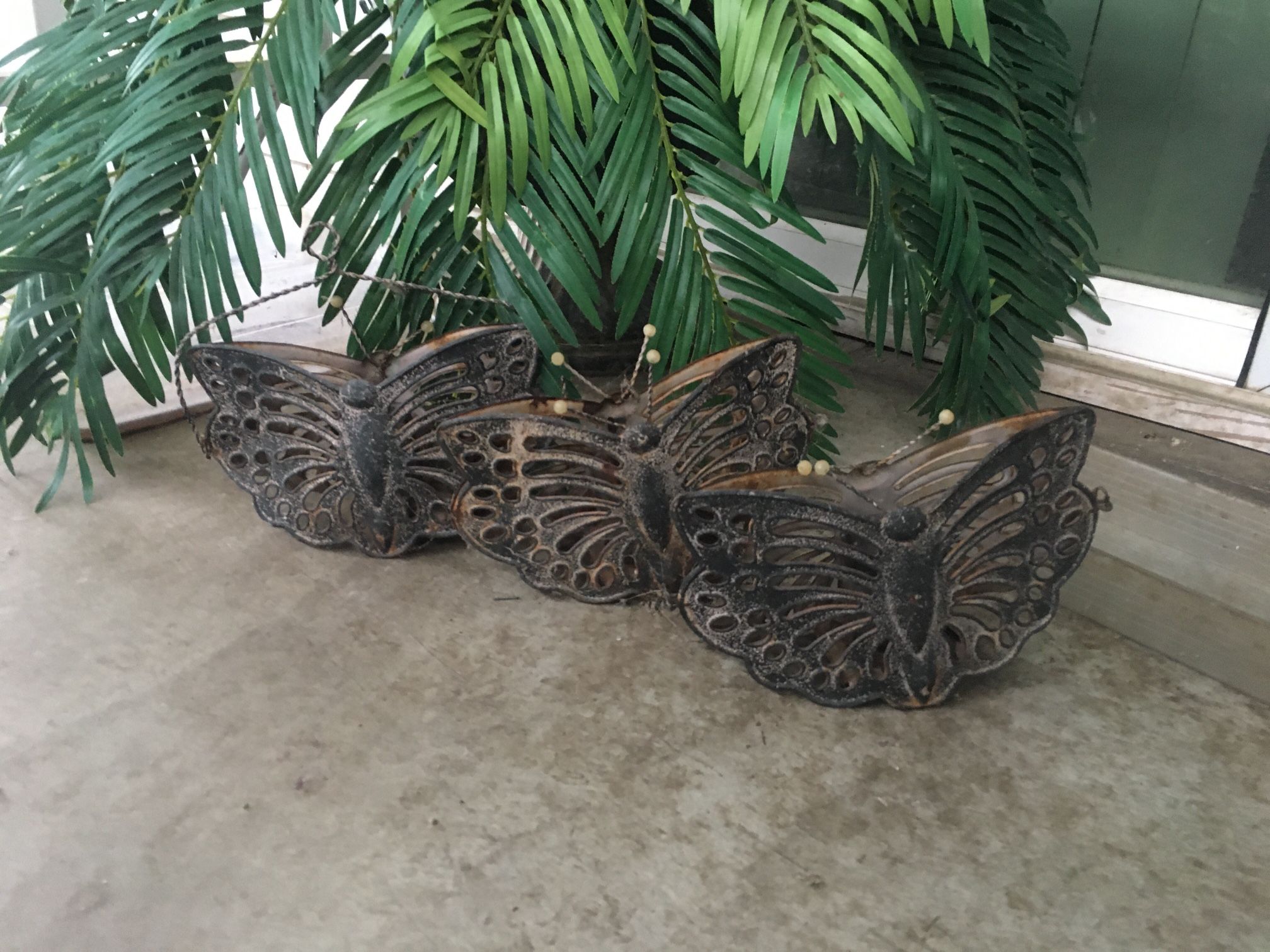 Set Of Metal Butterflies Candle Holder