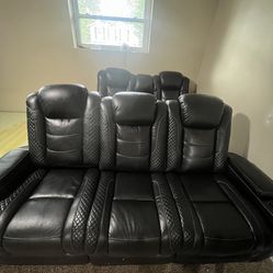 Faux Leather Power Recliner Sofas LED