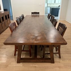 Large Ranch Style Custom Alderwood Family Dining Table w/ Chairs