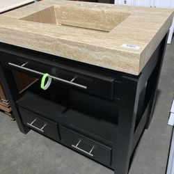 36” Espresso Open Shelf Bathroom Vanity Ramp Sink -B3823