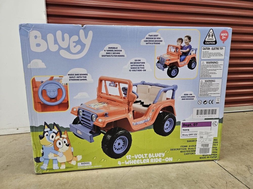 12V Bluey 4-Wheeler Ride-on, Battery Powered Car for Kids with Sounds