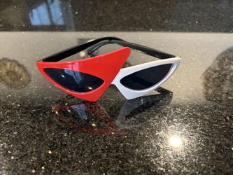 Retro Sunglasses 80's Style Asymmetric Red & White Back to the Future Shades