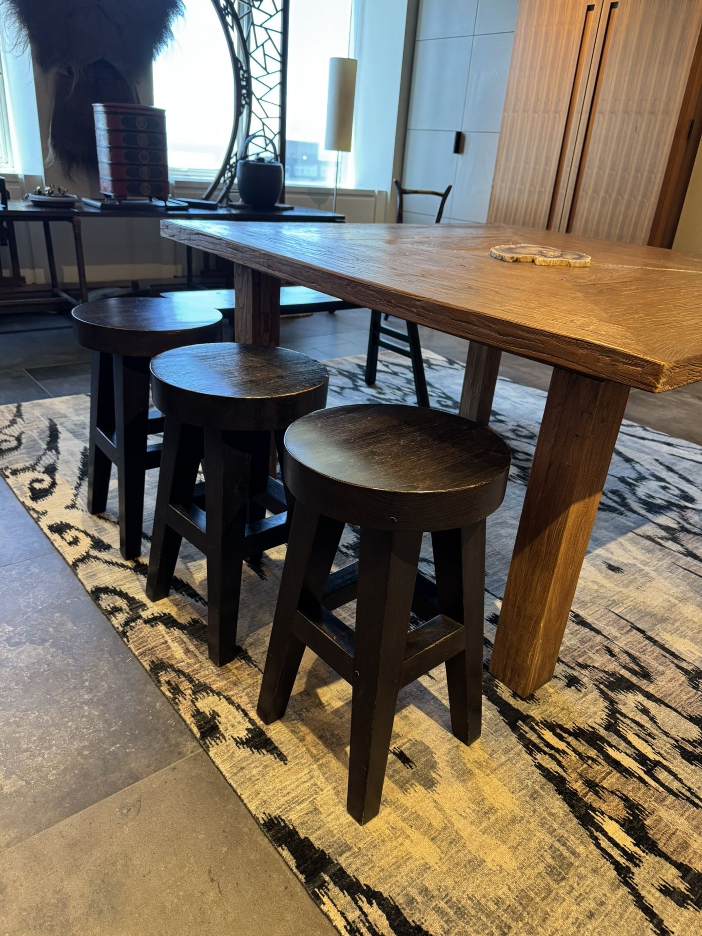 Wood stools (set of 3) 