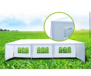 Assembled new 10 ft. W x 30 ft. L White Wedding Party Canopy Tent Event Tent Outdoor Gazebo 5 wall