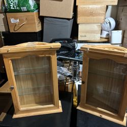 NEGOTIABLE Set Of Two Solid Wood Display Cabinets 