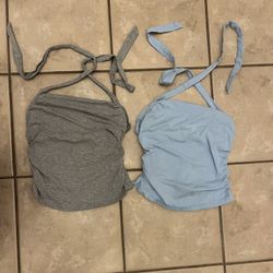 Blue And Grey Halter Tops