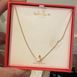 Isabella M. Boston Sterling Silver (Gold vermeil) Pearl Necklace 18” 