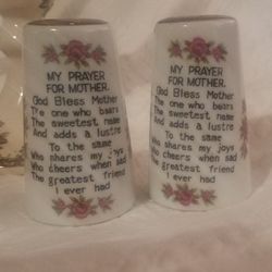 Vintage My Prayer For Mother Salt And Pepper Shakers
