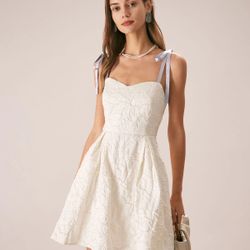 Mini White Jacquard Dress 