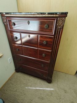 Ornate real wood dresser and nightstand