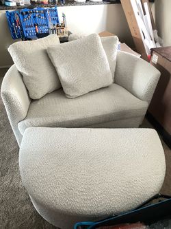 Holley Oversized Fabric Accent Chair with Storage Ottoman