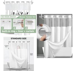 Hookless Double Shower Curtain 🚿