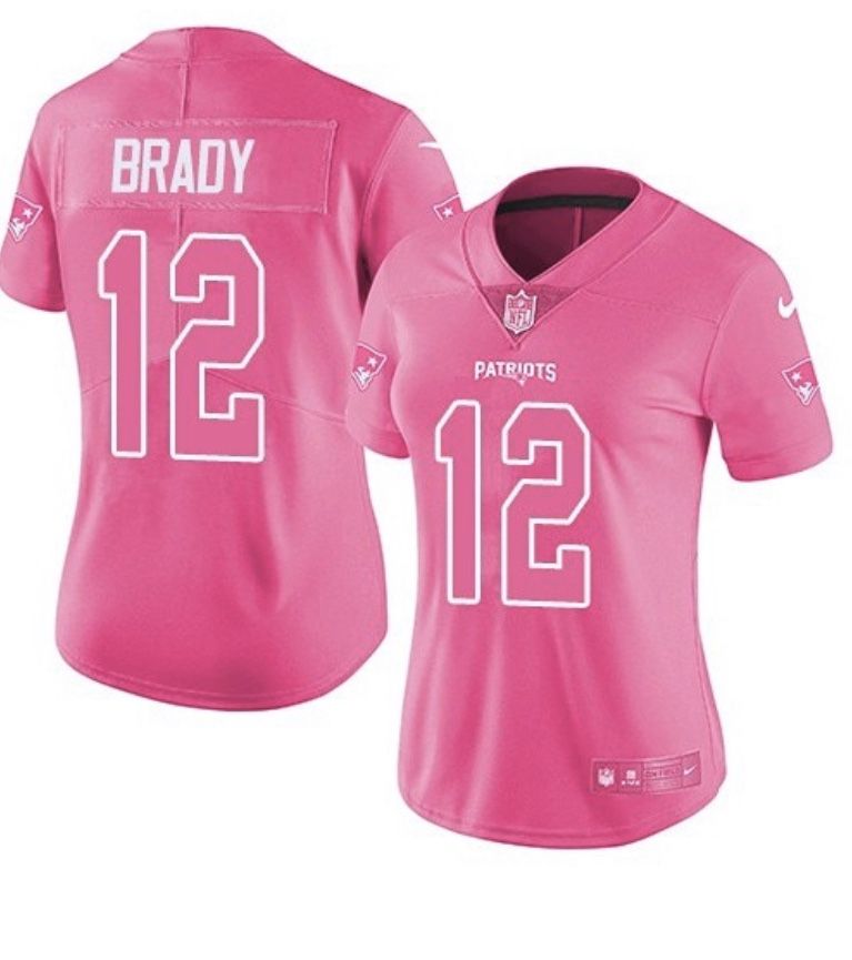 New England Patriots #12 Brady Females Pink Jersey