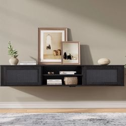 Modern Black Floating TV Stand up to 90" TV Wall Mount Media Console By Ebern Designs