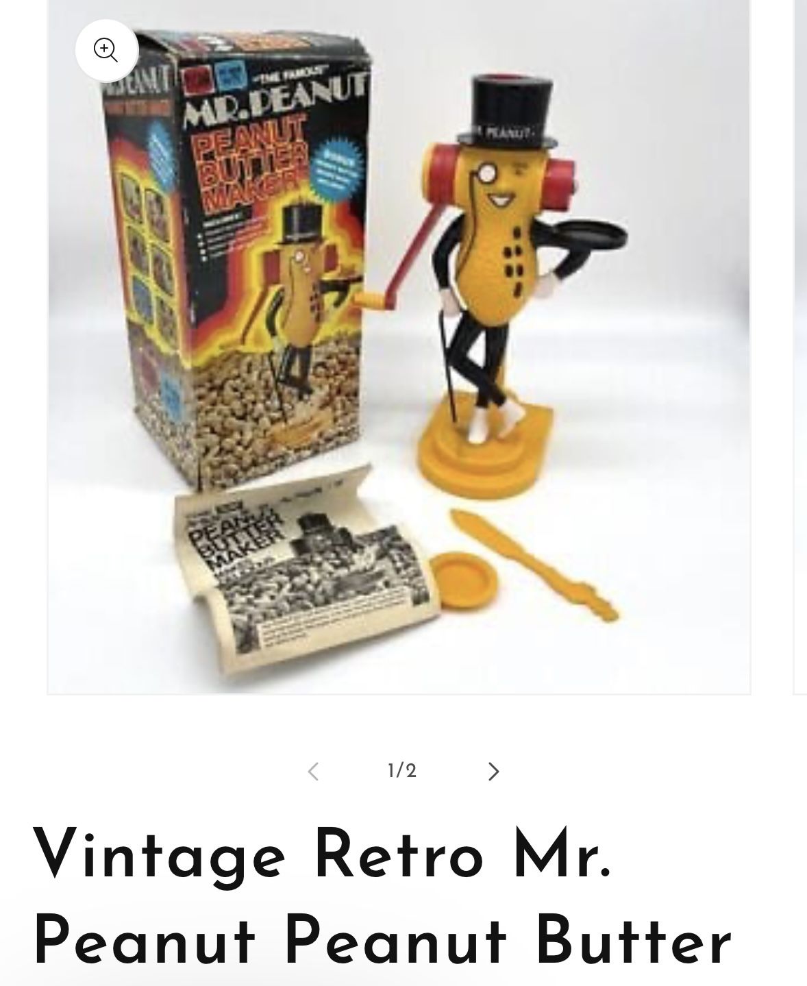 Vintage 1960’s Mr. Peanut Peanut Butter Maker With Box NEVER USED