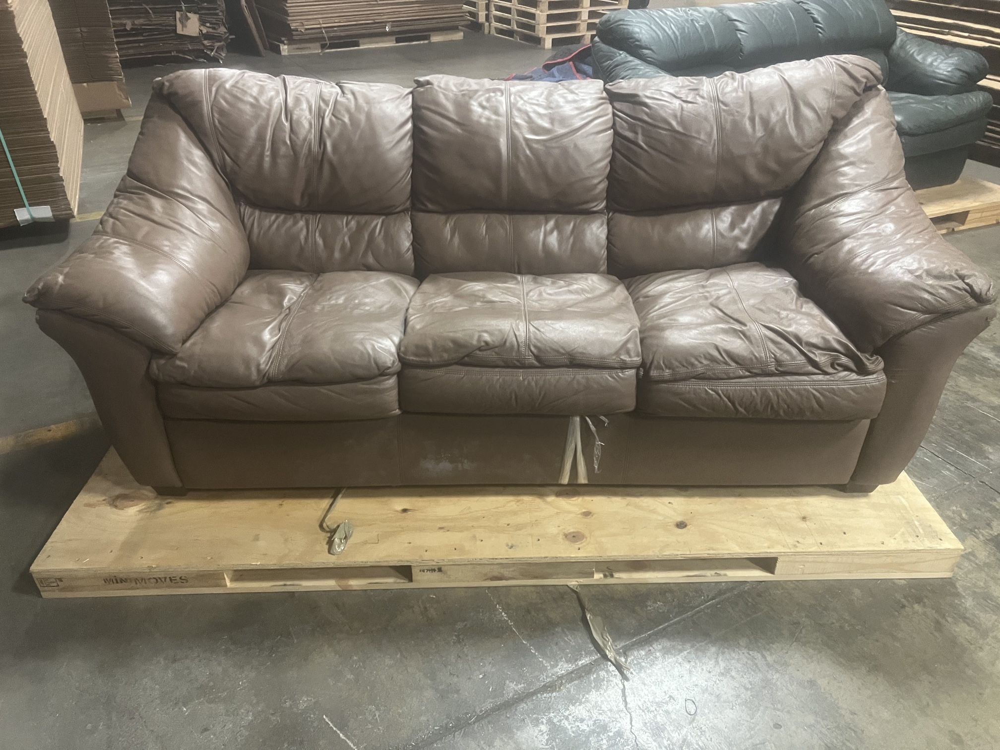 Brown Leather Sleeper Sofa β Good Condition!