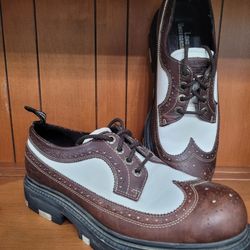 Vintage Y2K London Underground brown oxford wingtip lace up creeper shoes US 12