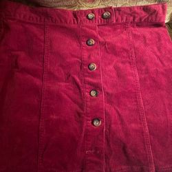 Jean Skirt, Crimson Color. By Forever 21.