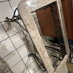 Free Metal And Granite End Glass Table