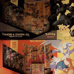 Pokemon Reshiram & Charizard GX and Pikachu & Zekrom GX Premium Collection Bundle NEW