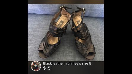 Black leather high heels size 5