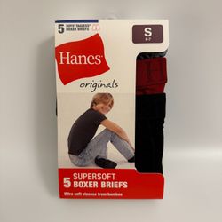 Hanes Originals Boys Supersoft Boxer Briefs 5-Pack Tagless Bamboo Size Small 6-7