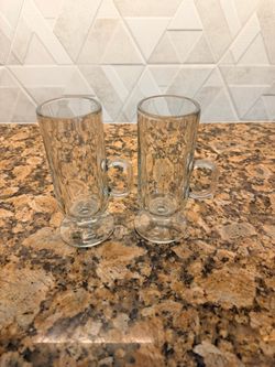 Crate & Barrel Irish Coffee Glass Mugs, Set of 2