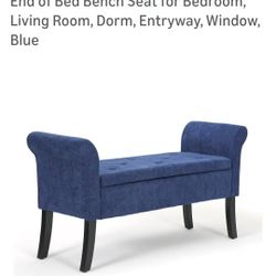 Storage Ottoman Bench With Arms, 51 Inch Large Ottoman With Storage, Linen Fabric End Of Bed Bench Seat For Bedroom 