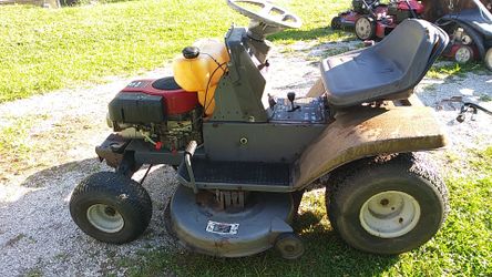 Riding mower 15hp briggs stratton. Runs and cuts great. Just ugly.